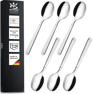 SOLINGEN| Gehring Dessertlöffel 6 teiliges Set, Müslilöffel aus Edelstahl 18/10 | Made in Germany, Set für 6 Personen
