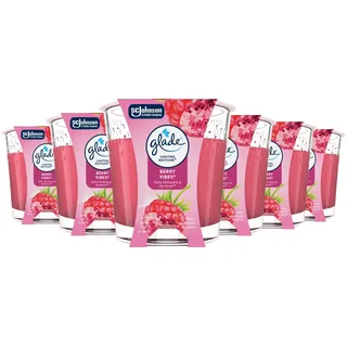 Glade® Duft-Kerze im Glas, 6er Pack, Berry Vibes, bis zu 27 Stunden Brenndauer (6 x 112g)