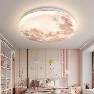LED Mond Deckenleuchte Modern Design Dimmbar 3D Lamp Wand Deko Erde Lampe mit Fernbedienung Deckenbeleuchtung für Schlafzimmer Kinderzimmer, Moon Design, 40cm