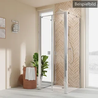 Breuer Elana 2.0 eckig Black Edition U-Kabine Pendeltür mit 2 Seitenwänden Klarglas hell 90 x 90 cm - Schwarz matt - 2500 031 001 017