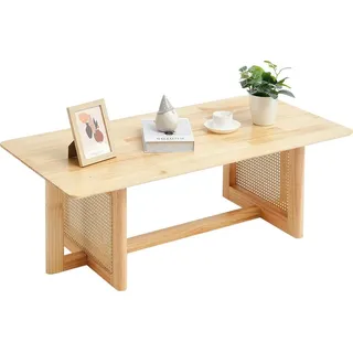 Vevor Rattan-Couchtisch Braun Gummibaum 120 x 60 x 40 cm
