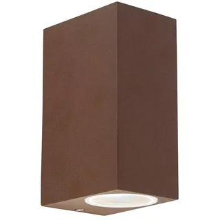 Qazqa country-rustic außen Up and Down Wandleuchte, Außenlampe, Wandlampe für den Garten - Baleno - Rostbraun, Landhausstil, max. 35W, Geeignet für LED, 6.5cm, IP44, Rechteckig, 2-flammig