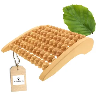 Hofmeister Holzwaren HOFMEISTER® Fußmassageroller Holz – Fußmassagegerät aus geölter Buche mit asymmetrischen Rollen für beide Füße, 27,5 x 26 x 6,5 cm, Handarbeit (1 Stück)