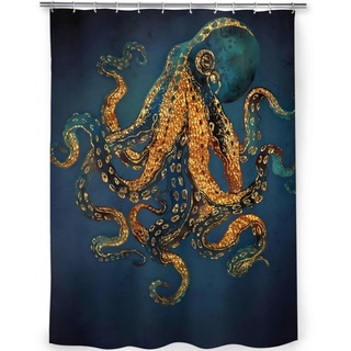 TITINGLUCK Octopus-Duschvorhänge, Unterwassertraum, Cthulhu, wasserdichter Stoff, kreative Badezimmerdekoration mit Haken, Wohnaccessoires, 200 x 200 cm (B x H)