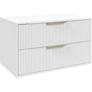 Badplaats Waschbeckenunterschrank, Rimini 2 Schubladen Weiß Matt - 80 x 46 cm Badezimmer, Badezimmerschränke, Bad Unterschränke