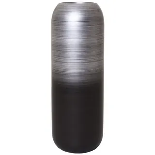 VIVANNO Bodenvase Bodenvase Pflanzkübel Fiberglas Silber Schwarz Seidenmatt CHRONO - schwarz|silberfarben 24 cm x 95 cm x 24 cm