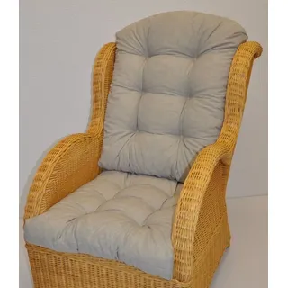 Rattani Polsterauflage Polster Kissen für Rattan Ohrensessel Rattansessel, Colore Soft Grau grau