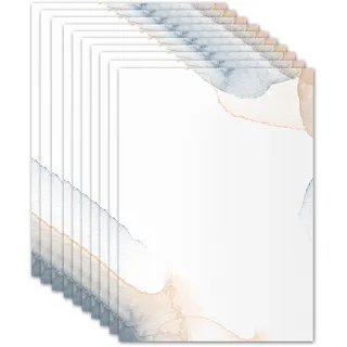 50x Briefpapier DIN A5 beidseitig Bedruckt - Blanko Briefpapier Set zum Beschriften und Bedrucken für Hochzeit, Geburtstag, Einladungen (A5, Aquarell)