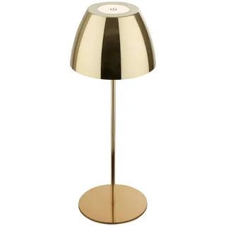 Briloner - LED Tischlampe kabellos IP44 mit Touch, stufenlos dimmbar, Akku & Lichtquelle tauschbar, Nachttischlampe, Wohnzimmer, LED Lampe, Akku Tischleuchte, Outdoor, 13,5x36 cm (DxH), Goldfarbig