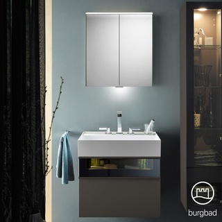 Burgbad Yumo Set Waschtisch mit Waschtischunterschrank und Spiegelschrank, SFLA067F3194C0037