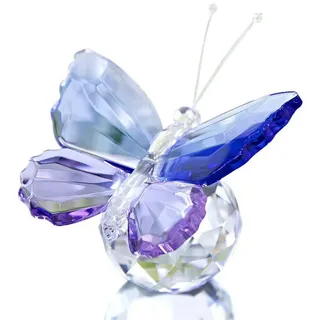 HYTIREBY Dekoobjekt Blauer und lila Kristall Schmetterling mit Kugelbasis (1 St), Briefbeschwerer aus Glas Tierfigur für Wohnzimmer lila