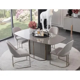 JV Möbel Esszimmergruppe Essgruppe Esszimmer Set Esstisch 4x Stühle), Hochglanz