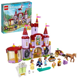 LEGO 43196 Disney Princess Belles Schloss, Schöne und das Biest, Prinzessin Schloss und Belle Mini-Puppen, Spielzeug ab 6 Jahre