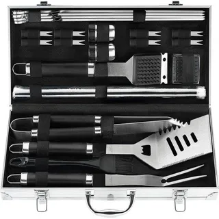 Grillset für Outdoor-Grillen mit Grillmatten und Koffer - Rostfreies Stahl-Grillgeräte-Set für Männer und Frauen