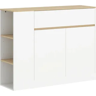 HOMCOM Sideboard, Küchenschrank mit Schublade, verstellbare Ablage, Aufbewahrungsschrank mit Kippschutz, Beistellschrank für Küche, Esszimmer, 105 x 30 x 81,5 cm Weiß   Aosom
