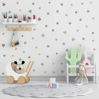72 Stück Wandsticker, Wandtattoo Mädchenzimmer, Wandaufkleber für Kinderzimmer Babyzimmer, Wandtattoo Mädchen, Babyzimmer Deko, Boho-Stil-Aufkleber für Mädchen Jungen Baby