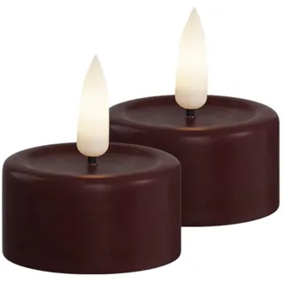 Deluxe Homeart Flammenloses LED-Teelicht-Set für den Innenbereich, mit Real Flame™-Technologie, batteriebetriebene Kerze (Bourgogne)