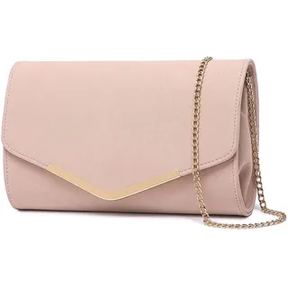 Miss Lulu Damen Umschlag Rosa Clutch Elegant Abendtasche Brauttasche Umschlag Clutch Tasche Handtasche mit Kette für Hochzeit Party Prom - Einheitsgröße