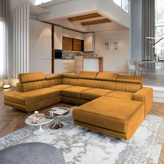 masseno Ecksofa SIENA Polyester U-Form 2-Sitzer Gelb
