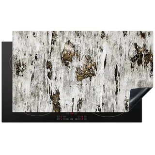MuchoWow Herd-Abdeckplatte Birke - Weiß - Holz, Vinyl, (1 tlg), Herdabdeckplatten für Glaskeramikkochfeld, Induktionsschutz, 90x52 cm weiß 90 cm x 52 cm x 0.2 cm
