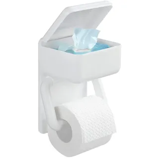 Maximex Toilettenpapierhalter 2 in 1 mit Ablage für feuchte Toilettentücher weiß, - (B)16 x 20 x 11 cm