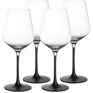 Villeroy & Boch Weißweinglas Manufacture Rock Weißweingläser 380 ml 4er Set, Glas schwarz