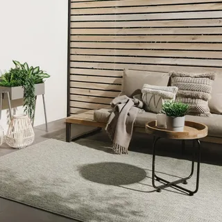 benuta Basic In- & Outdoor Teppich Wohnzimmer Iowa - Hellgrau 200x300 cm - Boho Jute-Look - Wetterfest für Balkon, Terrasse - Schlafzimmer, Küchenteppich & Wohnzimmerteppich - Strapazierfähig & Robust