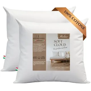 GM Soft Cloud Kissen 65 x 65 cm, dekorativ, Mehrzweck-Kissen mit Füllung aus antiallergischer Faser, Bezug aus 100% frischer Baumwolle, für Bett, Sofa, Sessel, Made in Italy