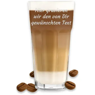 polar-effekt Latte Macchiato Glas 480 ml mit Gravur - Personalisiertes Kaffeeglas mit Wunschtext - Geschenk zum Geburtstag & Jubiläum - extra spülmaschinenfest