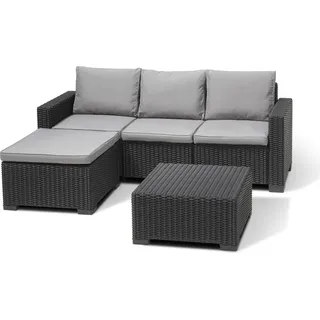 Keter California Chaiselounge Set für 3-4 Personen mit Tisch, wetterfest - Grau