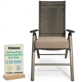 Pillows24 – 1X Sitzkissen 40x40 cm 10 cm Dick | Schaum Stuhlkissen waschbar Bezug | Wasserabweisend & UV-beständig | Outdoor Sitzkissen Stuhl, Sitzerhöhung Stuhl für Garten & Balkon | Cappuccino
