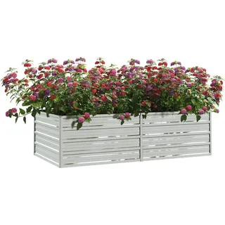 vidaXL Garten-Hochbeet verzinkter Stahl rechteckig 160 x 80 x 45 cm Silber 