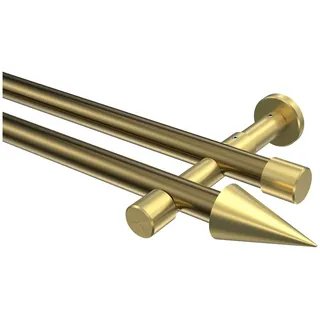 INTERDECO Gardinenstange Prestige Savio, Ø 20 mm, 2-läufig, Fixmaß, kürzbar, Wandmontage, Metall, Messing Antik / Messing-Optik / Bicolor goldfarben Ø 20 mm x 200 cm