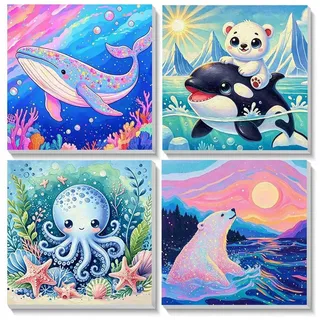 LuxusKollektion Malen nach Zahlen Malen nach Zahlen Kinder, 4er Set Delfin (4-St) bunt