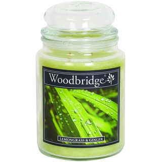 Woodbridge Duftkerze im Glas mit Deckel | Lemongrass Ginger | Duftkerze Zitrone | Kerzen Lange Brenndauer (130h) | Duftkerze groß | Kerzen Grün (565g)