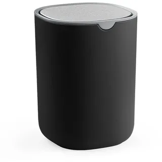 SONGMICS Tischrestebehälter Tischmülleimer Mini Mülleimer mit Deckel, 1,5 L, aus Edelstahl, für Bad, Kosmetikeimer, Tischabfalleimer, Auto schwarz