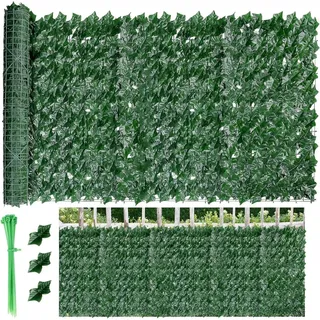 BlingBin Balkonsichtschutz Künstliche Efeu Sichtschutz Künstliche Hecke Balkon Sichtschutz (Packung, 1-St., 1/3/5pcs) 100x300cm Balkon Sichtschutz Efeu Blätter grün