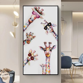 MEIW Bild auf Leinwand bunt Giraffe 50x100cm,Bild auf Leinwand Graffiti,Giraffe Leinwandbilder,Wandkunst Poster und Drucke Tiere,Arts for Home Wall Decor (Giraffe,50 x100cm)