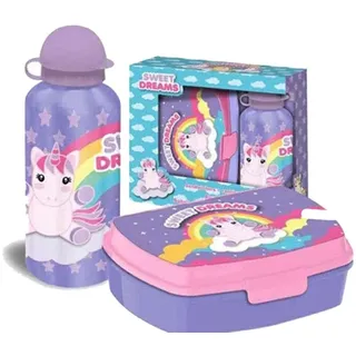 IRP Brotzeit-Set - Brotdose & Flasche 400ml, Sweet Dreams Einhorn, KL82676, Kids Licensing