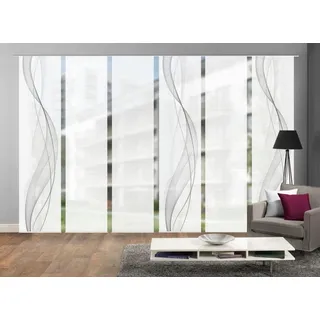 VISION S 96333-0307 | 6er-Set Schiebegardine Heights | halb-transparenter Stoff in Bambus-Optik | 6X 260x60 cm | Farbe: Grau