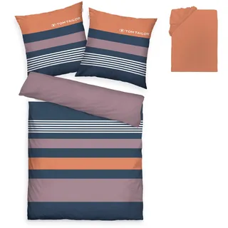 Tom Tailor  Carl Renforcé navy/mauve 135 x 200 cm + 80 x 80 cm inkl. Spannbettlaken 