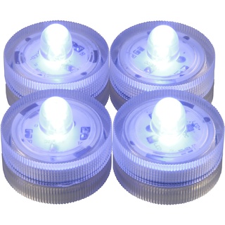 LED-Highlights Deko Kerzen Teelichter 4 er Set blau leuchtend wasserdicht kabellos Batterie Stimmungslicht Tischlampe Innen Aussen