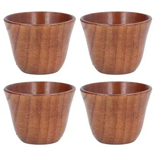 Holzbecher 4er Set 75ml Jujube-Holz Trinkbecher für Kaffee, Tee, Milch