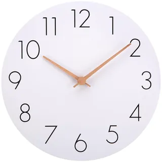 Warminn MDF Holz Wanduhr Ohne TickgeräUsche Lautlos Modern 30cm Quarz Groß Batterie Betriebene Wanduhr Einfach zu Lesen für Zimmer Zuhause KüChe Schlafzimmer BüRo Schule (Weiß)