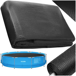 tectake® Poolabdeckung rund Ø 455 cm, 110 μm Stärke, zuschneidbar, selbstschwimmend, Solarabdeckung, Abdeckplane Pool, Sicherheitsabdeckung, Poolfolie, Schwimmbadabdeckung - schwarz