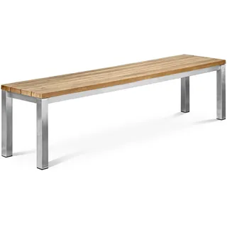 OUTFLEXX Gartenbank, Edelstahl/recyceltes Teak, 160x40x45cm, rustikal gebürstet, FSC®-zertifiziertes Produkt