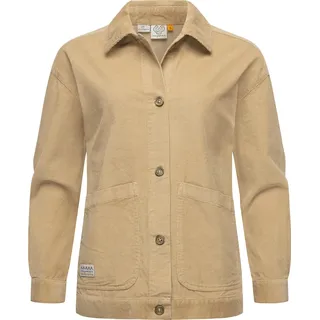 Cordjacke RAGWEAR "Ennea", Damen, Gr. L (40), beige (sand), Obermaterial: 100% Baumwolle, modisch, gerade hüftbedeckend, Langarm mit Knopf,Ärmel mit Ärmelschlitz Umschlagsaum mit Knöpfen,verstellbar, Jacken, Leichte Damen Übergangsjacke aus Kord