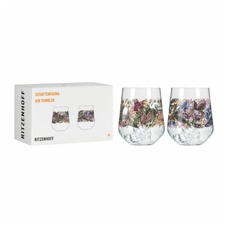 Ritzenhoff Tumbler-Glas Schattenfauna Gin-Tumbler 2er-Set 001, Kristallglas, Made in Germany bunt
