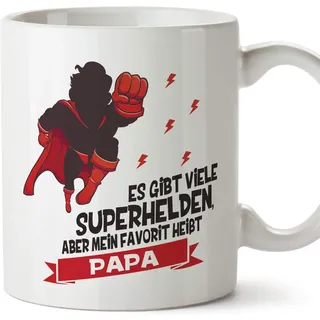 MUGFFINS Tasse/Becher Papa (Ich liebe dich) - Es gibt viele Superhelden - Lustige und Originelle Geschenke zum Vatertag/für Väter
