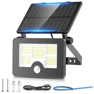 Solarbetriebene Außenleuchte Mit Bewegungsmelder, 122 Leds, 4 Modi, Usb-aufladbar, Solar-wandleuchte, Mastleuchte Für Den Garten, Ip65 Wasserdichte Solar-pir-beleuchtung